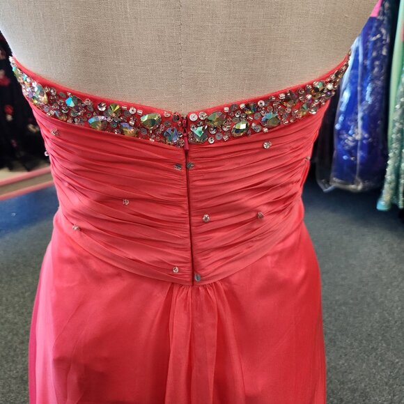 Flaunt 93221 Coral Size 22 Chiffon Beaded Prom Dress/Evening Gown - Picture 6 of 7